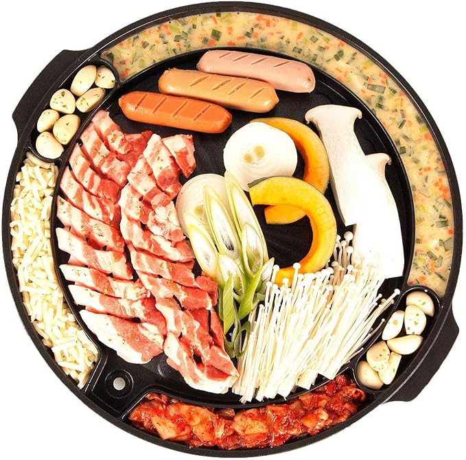 COOKKING - Master Grill Pan, Korean Traditional BBQ Grill Pan - Stovetop Nonstick Indoor/Outdoor Smokeless BBQ Cast Aluminum Grill Pan, Made in Korea
