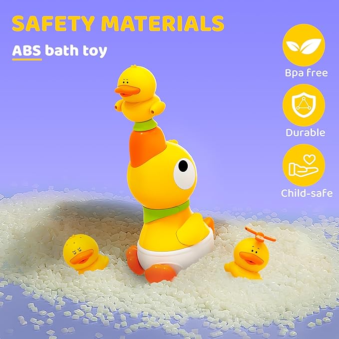 Baby Bath Toys, Baby Bath Shower Head for Bathtub with 1 Adjustable Sprayer, Control The Flow Rinser Babies with 3 Squirting Ducks for Newborns, Toddlers Kids in Bathtub Sink