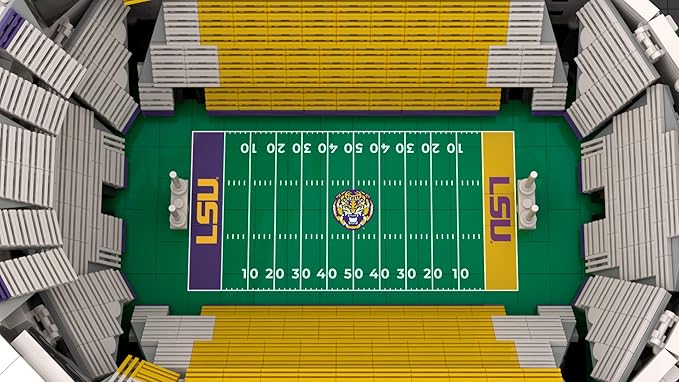 Pro-Lion LSU Tigers Stadium Building Kits - 2298 Pieces & Printed Decal Graphics | 3D Bricks Puzzle | Fighting Tigers Football Gifts for Boys, Men & Kids Aged 5+ | Games for Creative Fans
