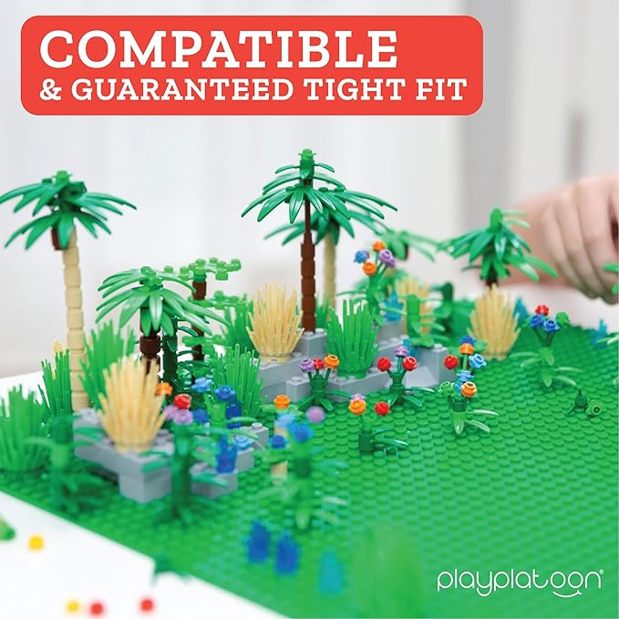 Play Platoon 404 Piece Jungle Building Bricks Kit- Botanical Forest Building Block Compatible with Major Brand Accessories Set with Plants, Trees, Bushes, Trees, Flowers. Forest Scenery