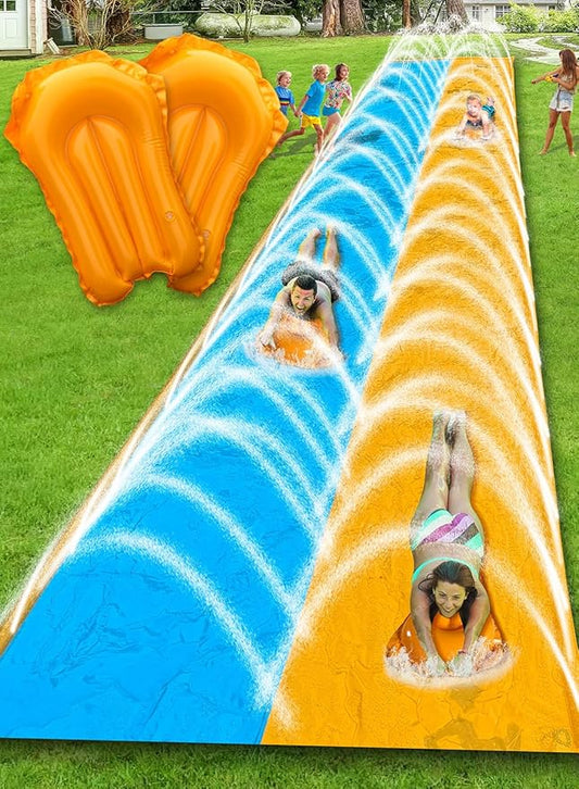 Spring Water 30FT Slip and Slide, Extra Long Water Slide for Kids and Adults, Slip n Slide with 2 Inflatable Bodyboards and Sprinkler, Giant Summer Heavy Duty Water Slides Outdoor Toys for Backyard
