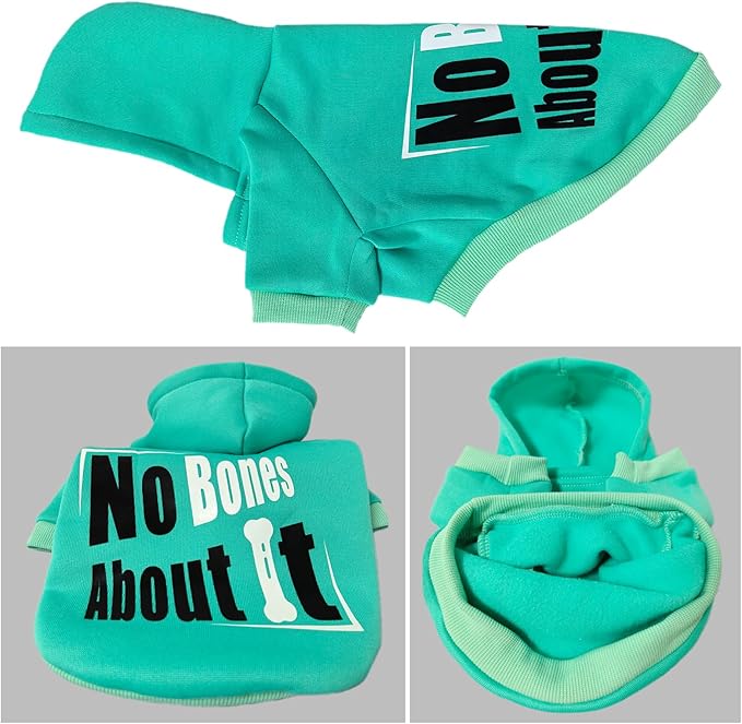 Jecikelon Winter Printed Dog Hoodies Sweatshirts Warm Clothes for Small Dogs Chihuahua Coat Puppy Clothing Cat Custume (Cyan, X-Large)