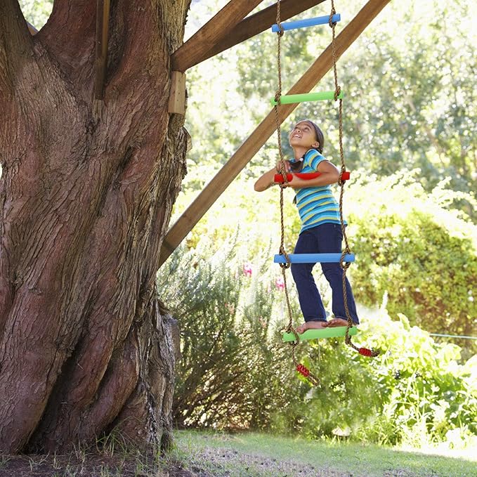 7FT Colorful Camping Rope Ladder for Kids - Hanging Climbing Ladder for Swing Set, Playground, Tree House, Ninjaline, Indoor & Outdoor Play Set