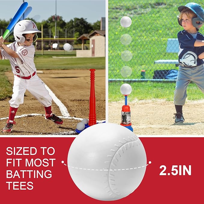 10 PCS Toddler & Little Kids Replacement T Ball Baseball Balls, Plastic Baseballs with Mesh Bag, 3.5-inch Oversized Tballs for Little Tikes Totsports T-Ball Set