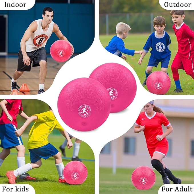 10 Inch Dodgeball Balls Playground Ball Kickball, Dodge Balls for Kids, Kickballs Handball for Indoor Outdoor Games Four Square Balls, Includes Pump