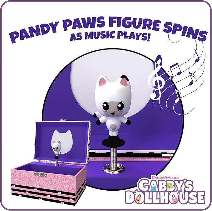 Gabby's Dollhouse Jewelry Box for Girls - Musical Jewelry Box with Spinning Figurine, Gabby's Dollhouse Toys for Kids Ages 3-5 - Plays Gabby's Dollhouse Theme Song - 6 x 4.7 x 3.5 in