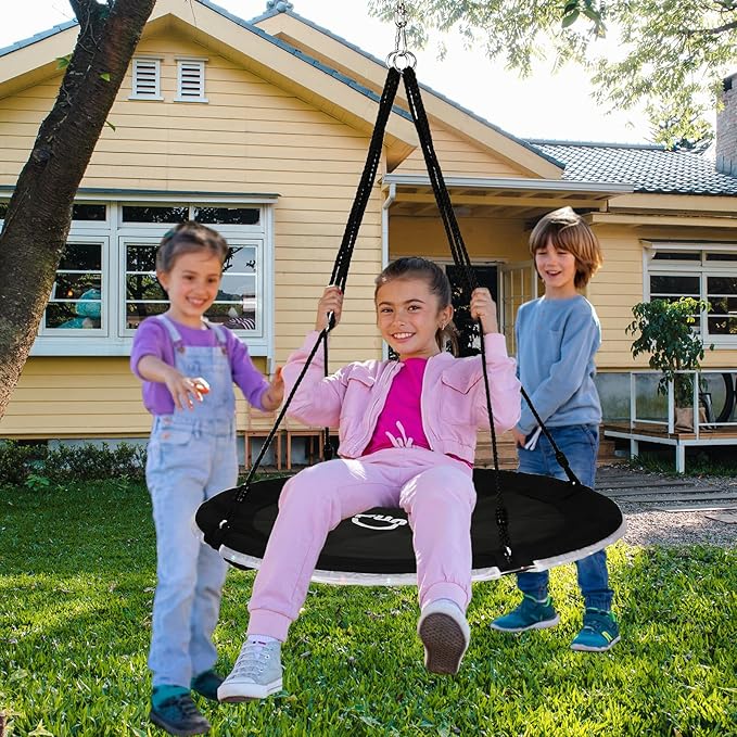 40 Inch Tree Swing with LED Light for Kids, 900lbs Flying Saucer Swing, with Adjustable Hanging Straps, for Indoor and Outdoor, Great Gifts for Kids (40INCH)