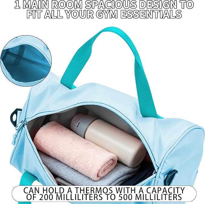 Ballet Dance Bag Mini Gym Bag Lightweight Small Duffle Bag 10L Cute Crossbody Bag for Yoga Swimming Sport (SkyBlue)