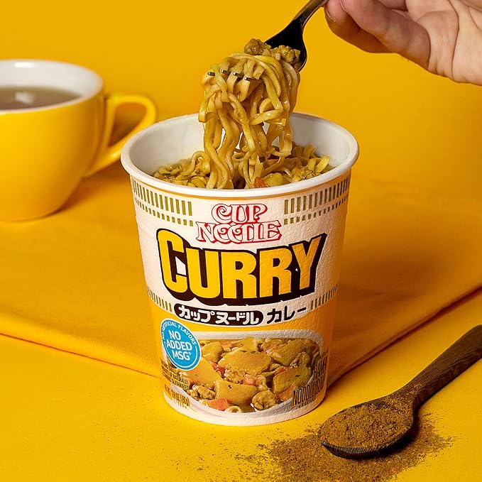 Nissin Cup Noodle Ramen Noodle Soup,Curry,2.82 Ounce,(Pack of 12)