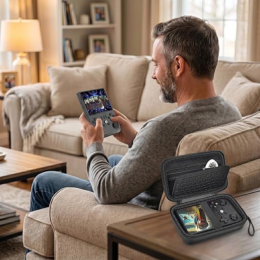 PAIYULE Travel Case Compatible with R36Max/ R36Ultra Retro Handheld Game Console, Handheld Emulator Storage Holder Organizer, Android Game Console Carrying Bag (Box Only)