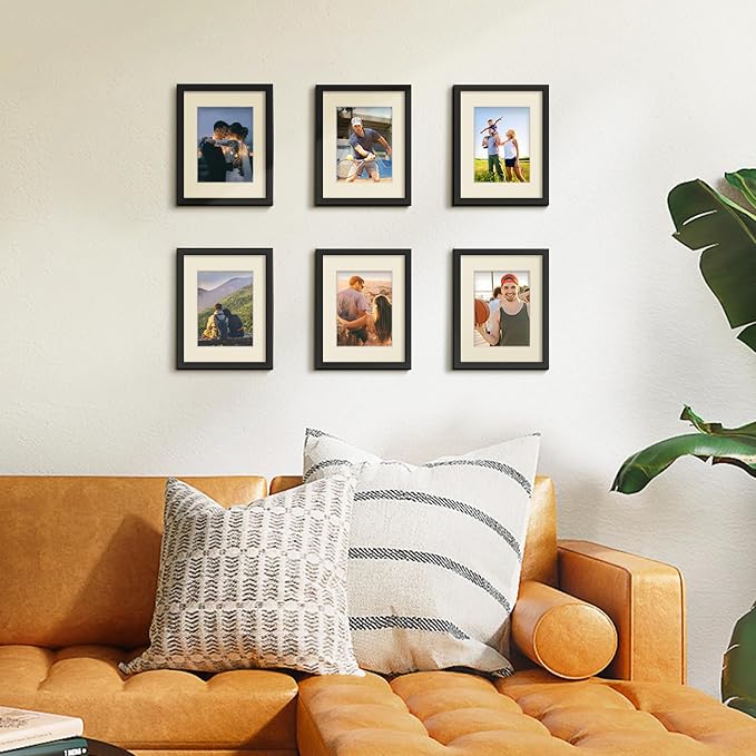 upsimples 8.5x11 Picture Frame Set of 10, Display Pictures 6x8 with Mat or 8.5x11 Without, Multi Photo Frames Collage for Wall or Tabletop Display, Black | Fit 6x8 Photos and 8.5x11 Certificate, Wall or Tabletop Display, For Gallery Hallway Living Room...