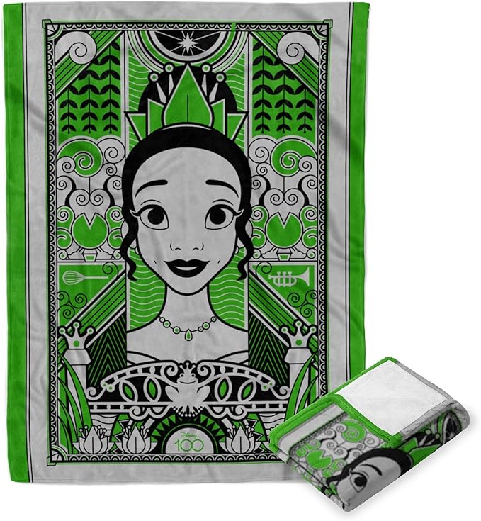 NORTHWEST Disney 100 Silk Touch Throw Blanket, 60" x 80", Art Deco Tiana