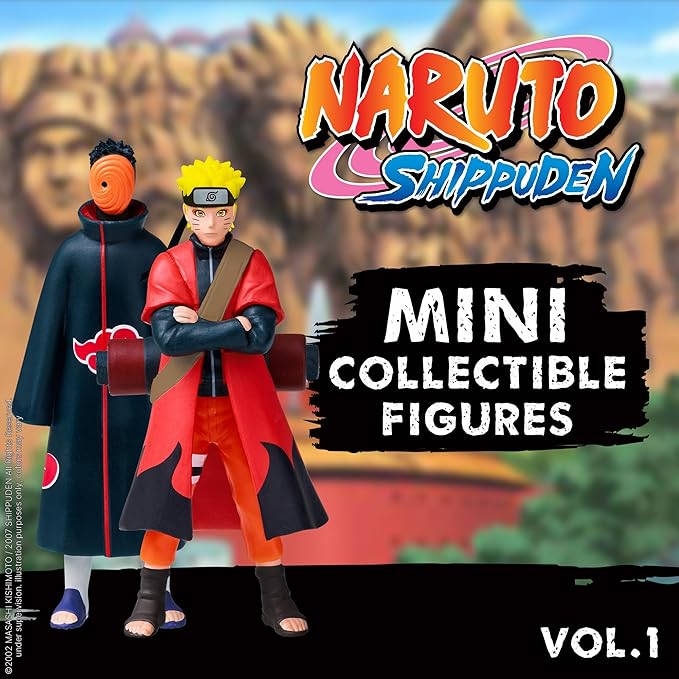 P.M.I. Naruto Shippuden Collectible Mini Figures 12 Pack Deluxe Box | Anime Toy Set Featuring Team 7 Ninjas, Akatsuki, Legendary Sannin & Hidden Rare Shinobi (Assortment B)