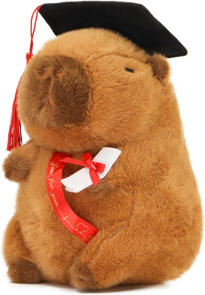 TXDRRA 7.8-Inch Graduation Capybara Plush – 2025 PhD Capybara Stuffed Animal Gift for Graduates, Friends & Capybara Fans – Graduation Keepsake & Party Decoration (Brown 8)