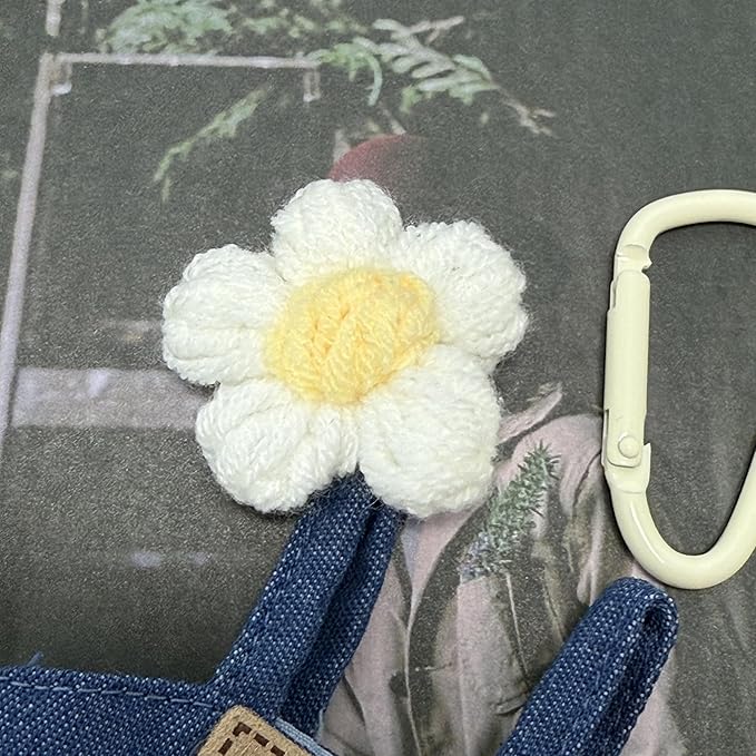 17cm Doll Clothes, Clothes for Cute Dolls Outfit, Stylish Kawaii Clothes & Accessories for 15-17cm Dolls, Outfit+Flower Pin+Mini Crochet Handbag+Keychains (Denim Blue)