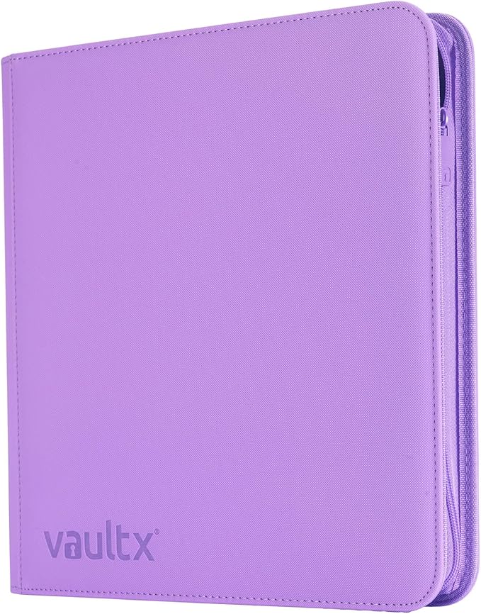 Vault X 12 Pocket Zip Binder, 480 Cards, Exo-Tec Material, 20 Side-Loading Pages (Purple)