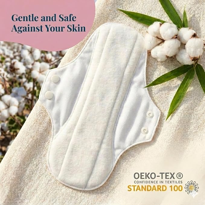Charlie Banana - Reusable Feminine Pads Super 3 Pack with Pouch | Washable Menstrual Pads for Heavy Absorbency | Lavender