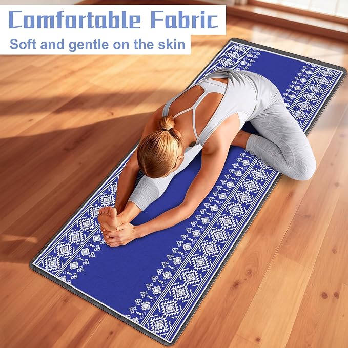 Yoga Towel,Absorbent Yoga Mat Towel for Hot Yoga Non Slip,Stylish Prints,Ideal for Workouts,Hot Yoga,Bikram,Pilates Equipment,72 x 27 in,Rhombus Geometry
