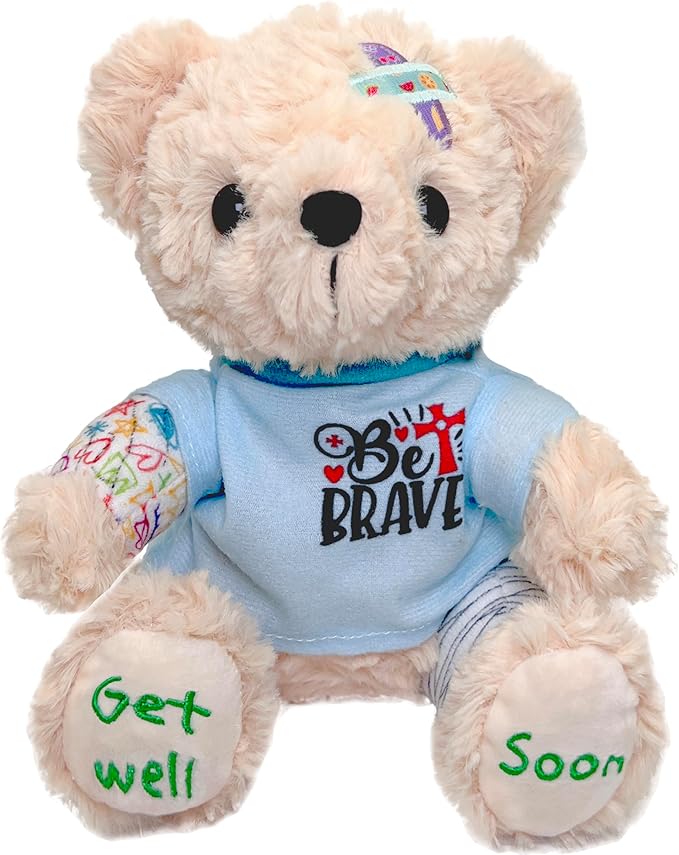 Get Well Soon Gifts for Kids - Get Well Soon Bear Stuffed Animal, Broken Arm Leg Gifts for Kids Adult After Surgery, 8 Inch Soft Get Well Teddy Bear Plush Feel Better Recovery Gift for Comforting