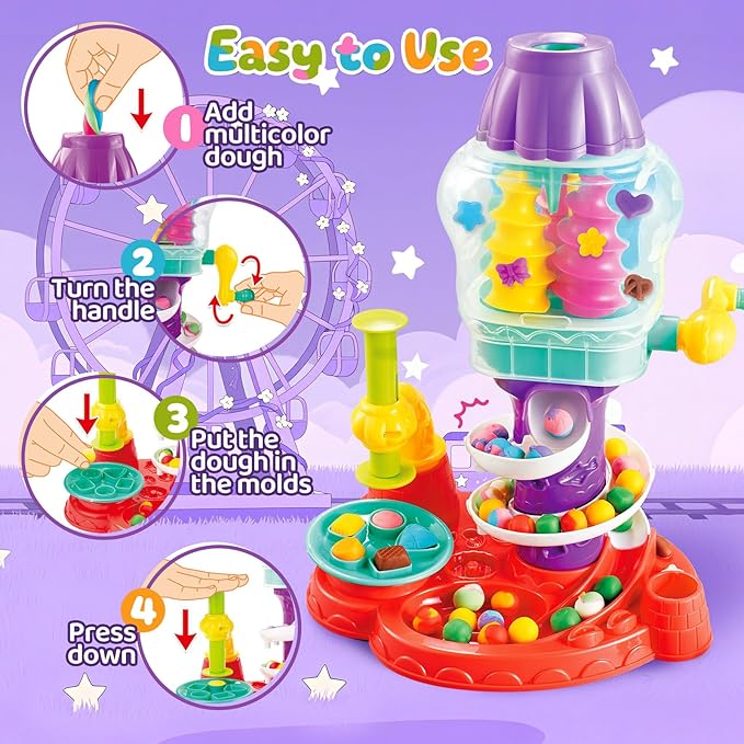 Playdough Sets for Kids Ages 2-4, Unicorn Theme Playdough Tools Toys, Creations Playdough Ferris Wheel Kits, Candy & Cookie Playdough Accessories, Classroom Preschool Party Gift for Kids Ages 4-8
