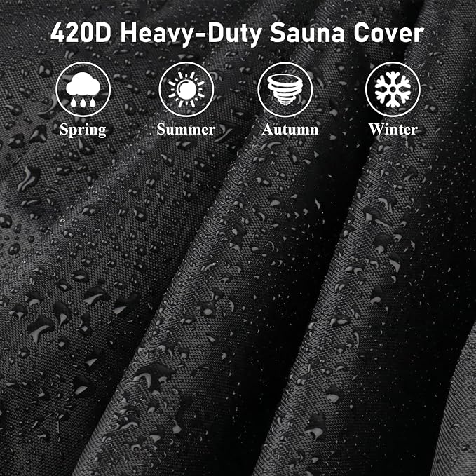 Sauna Cover, 420D Sauna's Cover Compatible with Dynamic Saunas Cardoba 2-Person Full Spectrum Infrared Sauna with Red Light,(Black) (47"Lx42"Wx76"H)