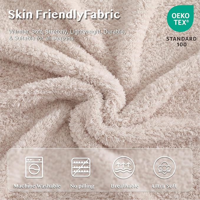 Soft Twin Blanket for Bed-Cozy Warm Reversible Knitted Blankets | Lightweight Fluffy Decor for Women, Mom, Her & Girls, Sofa, Chair, Couch, 60x80in, Cationic Dyeing Taupe