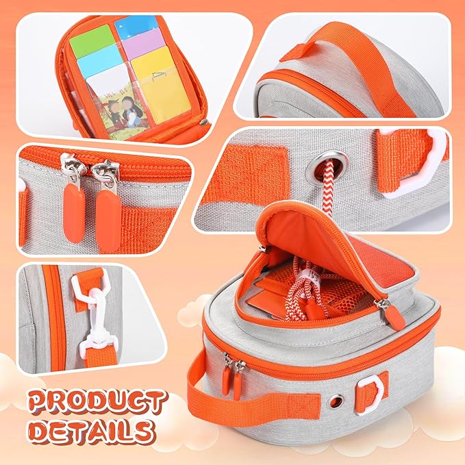 Carrying Case Compatible with Yoto Mini (2024 Edition),30 Cards Storage Bag with Handle and Shoulder Strap, Travel Storage box for Player & Headphone Accessories (Grey)