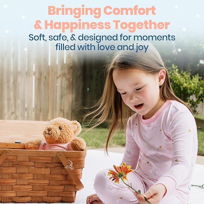 Zip N' Bear Soft Plush Teddy Bear Stuffed Animal with Swan Slumber Pajamas - Zippy The Bear Cute Cuddly Plush Toy, Perfect Sensory Teddy for Kids, Toddlers - Adorable Gift & Bedtime Companion