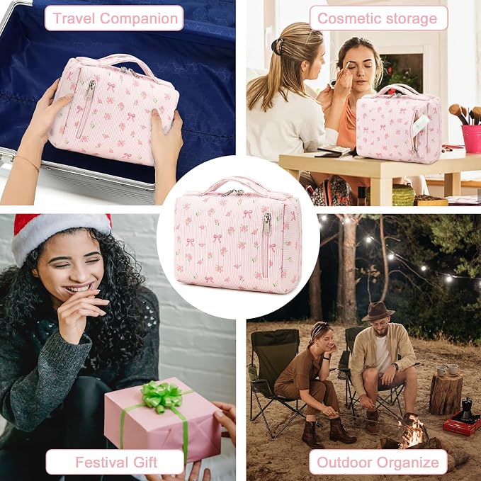 Bluboon Makeup Bag Zipper Pouch Travel Portable Cosmetic Bag Organizer for Women and Girls