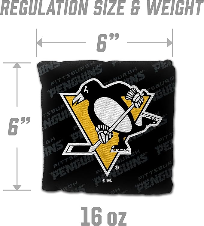 YouTheFan Officially-Licensed NHL Set of 4 Cornhole Bags - All Weather Regulation 6” x 6” Size - 16oz Weight - Designed in USA