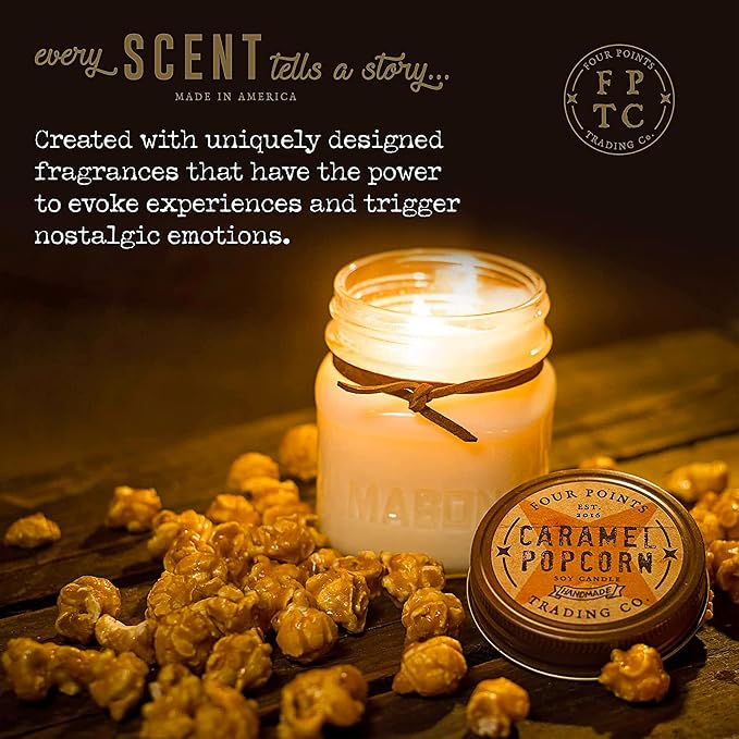 Four Points Trading Company Candles - Library Scented Aromatherapy Candles - Perfect Candle for Women or Men - Great for Birthday, Grandma, Mom, Home and Apartment Decor - 100% Soy Candle - 8oz