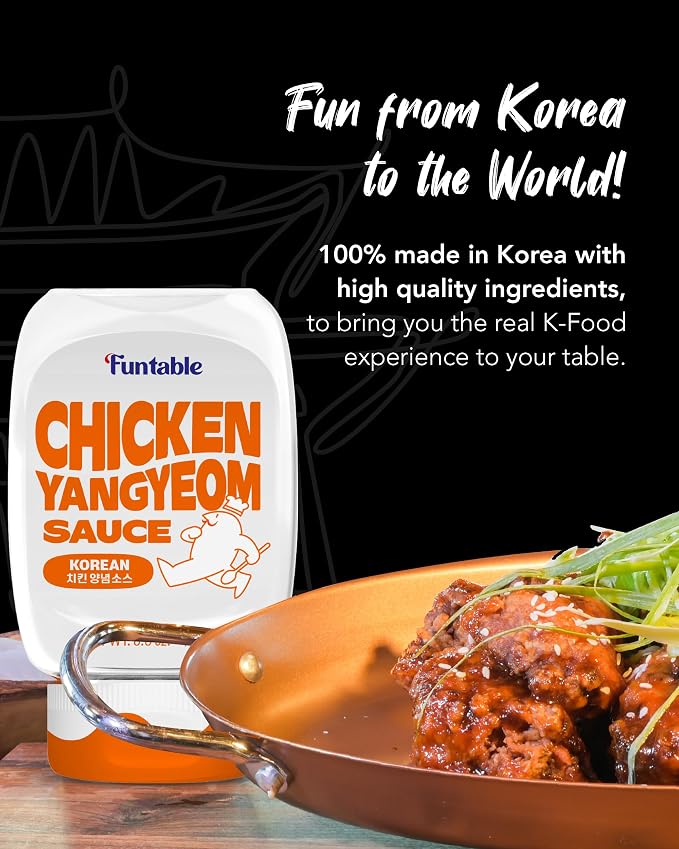 Funtable Halal Korean Fried Chicken Sauce - Sweet & Tangy, 8.8 oz | Sticky Glaze for Wings, Nuggets and BBQ; Ready-to-Use Dipping and Cooking Condiment Inspired by Authentic K-Food Flavors