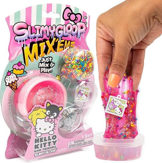 Hello Kitty and Friends SLIMYGLOOP Mix’EMS, Collectible Charm, Fun Slime Add-Ins, Hello Kitty and Pink Glitter Slime, Party Favors for Kids 8-12, Girls Toys Age 6-8, Sanrio Stuff