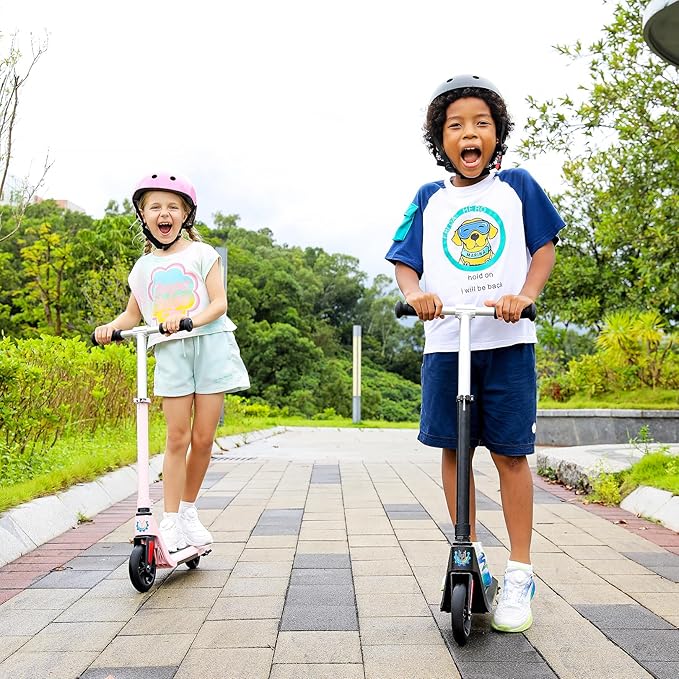 Caroma Electric Scooter for Kids Ages 6-14, 150W/180W Motor,10 MPH Max Speed & 7 Miles,Adjustable Height & Speed,Colorful Lights,LED Display,Foldable Kids Electric Scooter 132 Lbs Max Load