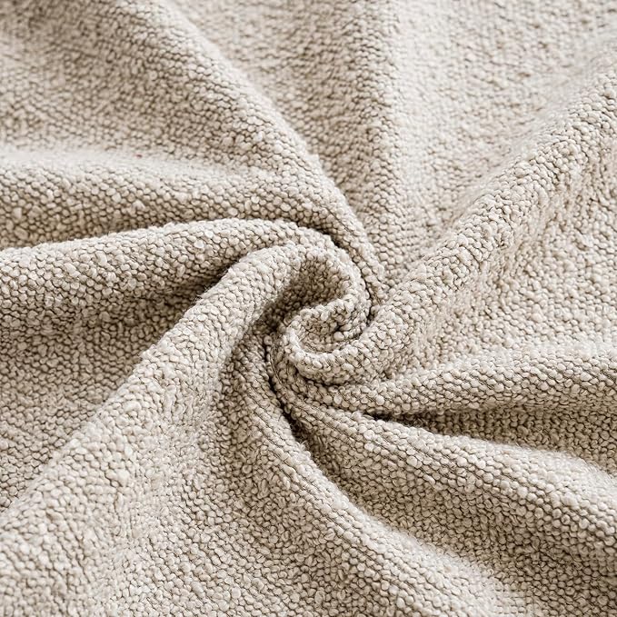 Foindtower Set of 2, Decorative Textured Boucle Throw Pillow Covers Accent Solid Pillow Cases Neutral Soft Cozy Couch Cushion Case for Chair Sofa Bedroom Living Room Home Decor 26 x 26 Inch,Oatmeal