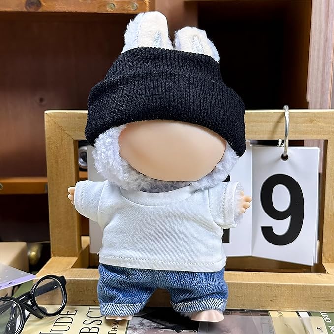 Clothes Fit for 17CM Doll, Fashion Doll Clothes Outfit Set Cute Theme Designer Toys Dress Accessories for Collector Fans Display (D B&W Set)