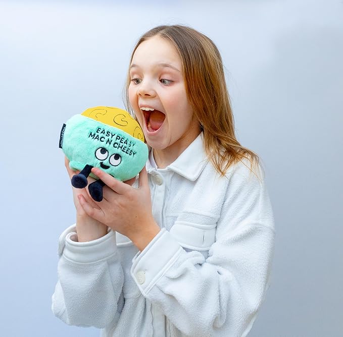 Mac & Cheese Plushie - Easy Peasy Mac N Cheesy Cute Mac & Cheese Plush, Funny Food Plushie Gift for Kids
