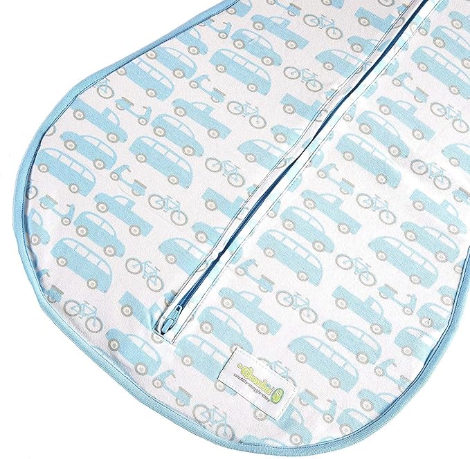 Woombie Convertible Nursery Swaddling Blanket, Swaddle Converts to Wearable Blanket for Babies Up to 6 Months, Beep Beep, 14-19 lbs