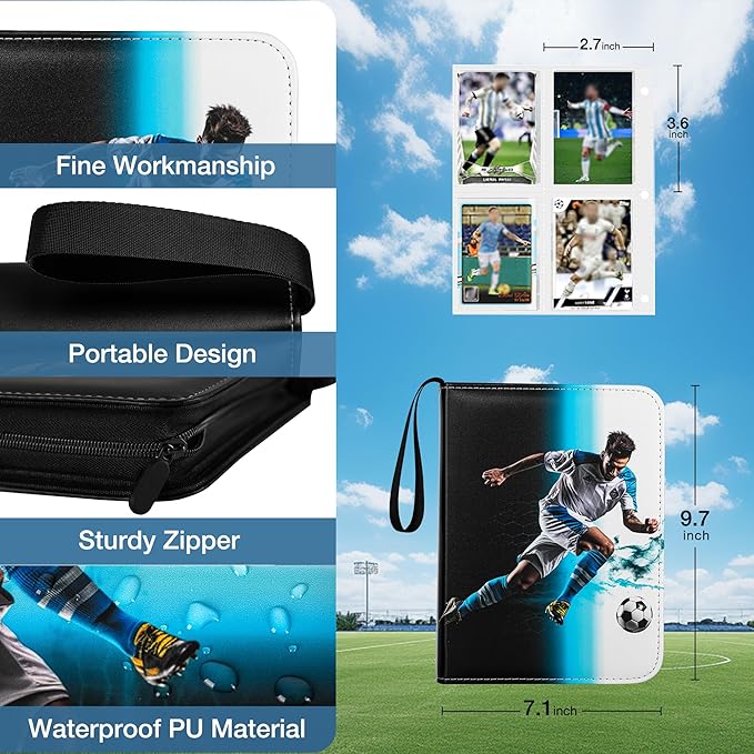 RONMONG Soccer Card Binder,2025-2026 Sports Trading Card with Sleeves Holder Album,440 Pockets Soccer Card Holder Sheets Display Storage Protectors for Collectors Boys and Girls Gift