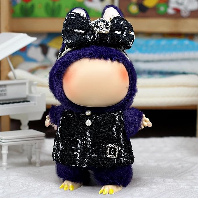 Clothes Fit for 17CM Doll, Fashion Doll Clothes Outfit Set Cute Theme Designer Toys Dress Accessories for Collector Fans Display (Florid Black)