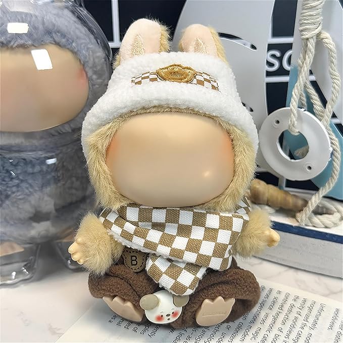 Clothes Fit for 17CM Doll, Fashion Doll Clothes Outfit Set Cute Theme Designer Toys Dress Accessories for Collector Fans Display (Green Checked)