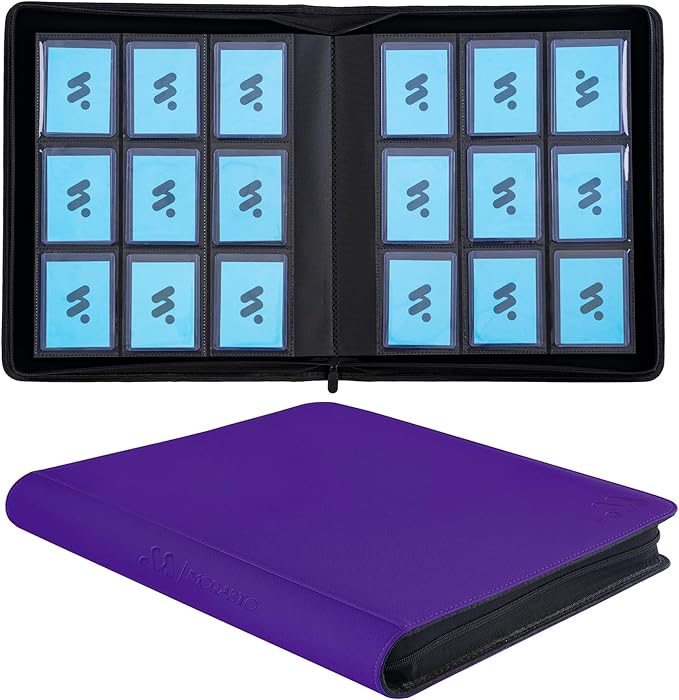 Top Loader Binder, Holds 324 Top Loaders,9 Pocket Top Loader Binders for 3" x 4" Rigid Cards,Top Loader Card Binder for Hard Plastic Top Loaders -Dark Purple