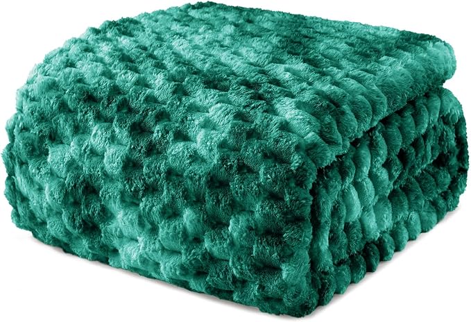 Exclusivo Mezcla 3D Fleece Twin Size Blanket for Bed, Tie-dye Teal | Extra Soft Fuzzy Plush Lightweight Bed Blankets, Cozy Fluffy Decorative Blankets for All Seasons, 60x80 Inches