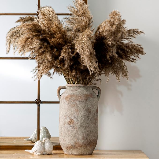Vanselia Ceramic Flower Vase Home Table Decor Living Room Farmhouse 12 in | Large Tall White Rustic Decorative Flowers Vases Plant Modern Decoration for Kitchen Shelf Coffee Dining Centerpieces Desk