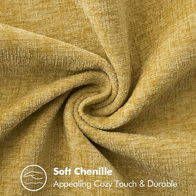 MIULEE Decorative Couch Throw Pillow Covers 20x20 Inch Mustard Yellow | Farmhouse Pillow Covers with Stitched Edge, Soft Chenille Cushion Cases, for Sofa Bed Living Room Home Decor