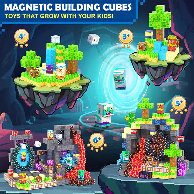 150PCS Magnetic Blocks, Build Mine Magnet World Set, Toddler Outdoor Toys STEM Construction Building Blocks Toy, Magnetic Tiles Sensory Kids Toys for 3+ Year Old Kids Boys Girls Ages 3 4 5 6
