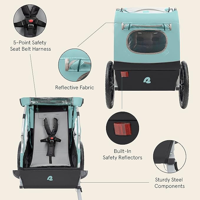 Retrospec Rover Kids Bicycle Trailer Single and Double Passenger Children’s Foldable