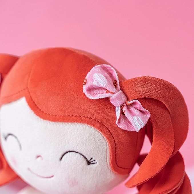Gloveleya Personalized Name Baby Doll – Custom Red Hair Plush Girl Doll with Heart Dress 12", Unique Gift for Birthday, Baby Shower, Christmas & Holiday Keepsake for Toddlers and Little Girls