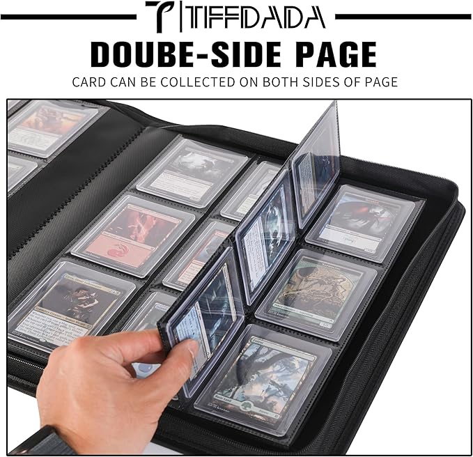 Top Loader Binder for Cards, 9 Pocket, Holds Up to 360 Toploaders with Ringless 20 Double-Sided Sleeves, Side Loading Top Loader Card Binder with Zipper for Trading Sports Cards in 3" x 4" Toploader