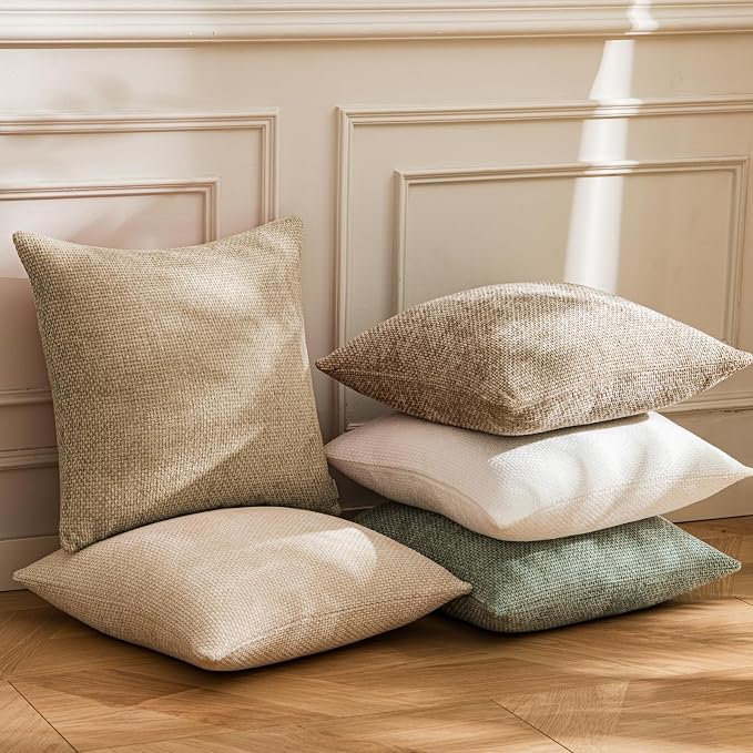 a moment Light Brown Chenille Throw Pillow Covers 12x20 Inch Pack of 2 Modern Decorative Throw Pillow Covers Farmhouse Cross Covers Home Decor for Sofa Bedroom Living Room